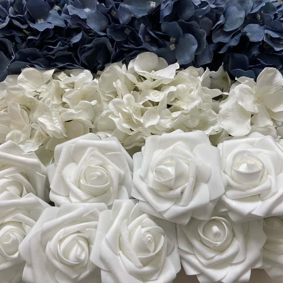 Custom White Roses & Hydrangeas Flower Mix Wedding Decor Various Color Options - Picture 8 of 14